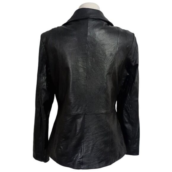 Y2K Wilsons Womens Leather Jacket S Black Fitted Thinsulate Quilt Lined Zip Up - Picture 4 of 16